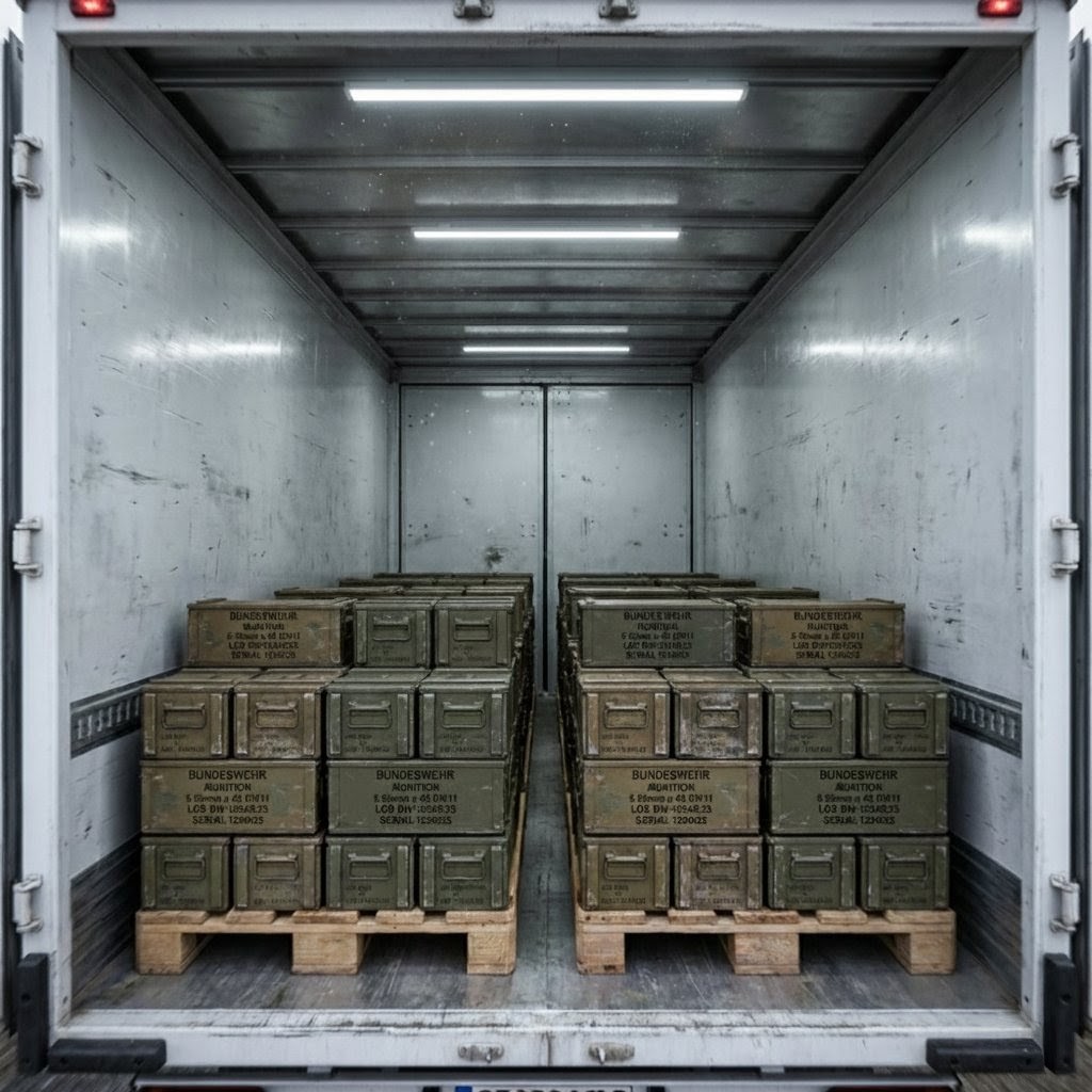 exitpoint0's tweet image. Alman ordusuna ait 20 bin mermi gece nakliye şoförleri uyurken çalındı.