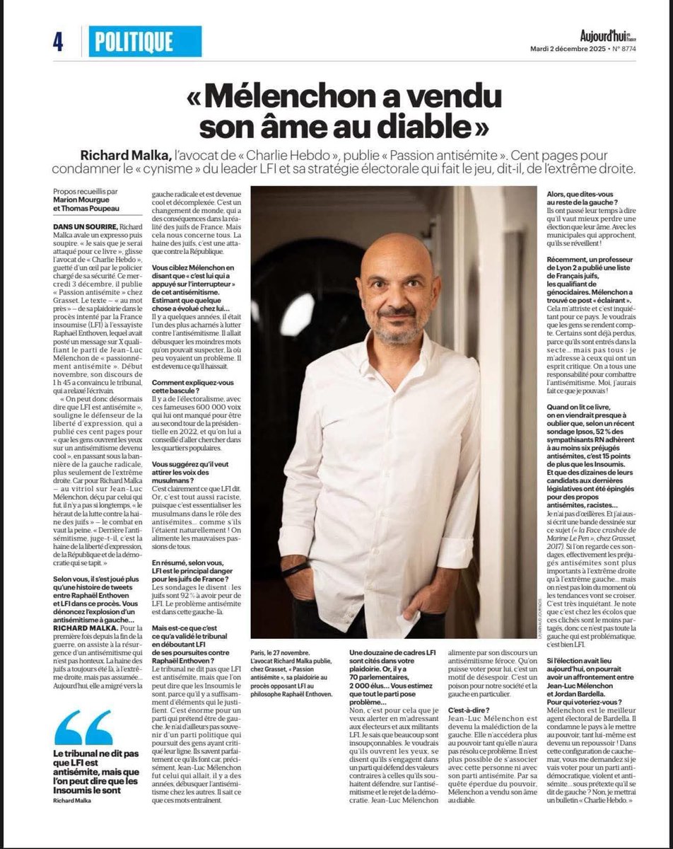 Merci Richard Malka pour cette alerte .
#LFI <a href="/JLMelenchon/">Jean-Luc Mélenchon</a> #antisemitisme
