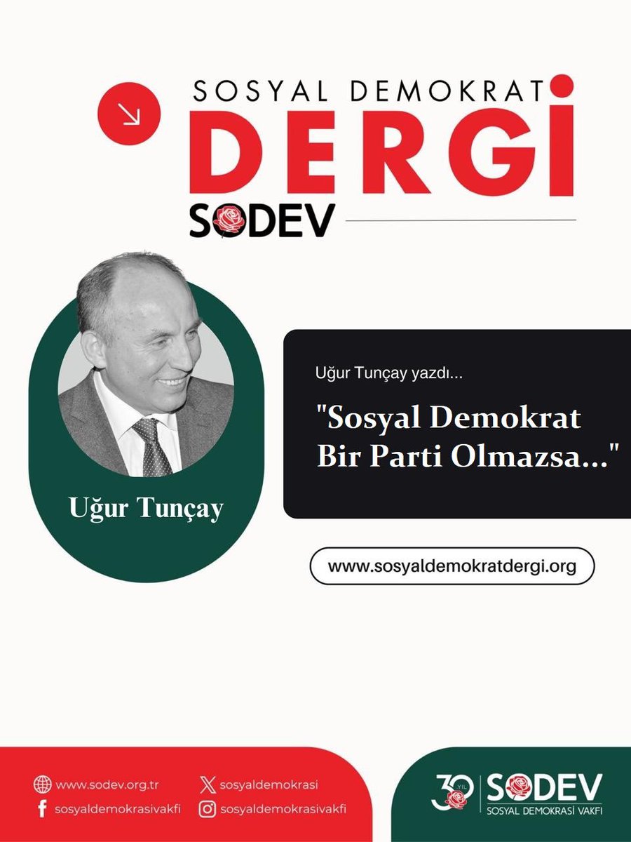 SOSYAL DEMOKRAT DERGİ DİJİTALDE!
Uğur Tunçay yazdı: "Sosyal Demokrat Bir Parti Olmazsa..."
Yazı linki 👇
sosyaldemokratdergi.org/sosyal-demokra…