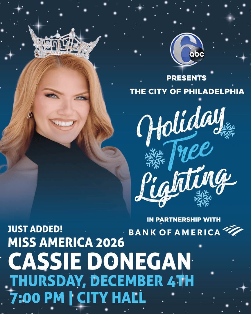 ✨ JUST ANNOUNCED! ✨

We’re thrilled to welcome <a href="/MissAmerica/">Miss America</a> 2026, Cassie Donegan, to our incredible lineup of performances at <a href="/6abc/">Action News on 6abc</a> presents The City of Philadelphia’s Holiday Tree Lighting Celebration in partnership with <a href="/BankofAmerica/">Bank of America</a>. 

Learn more: heyor.ca/fbtTNC