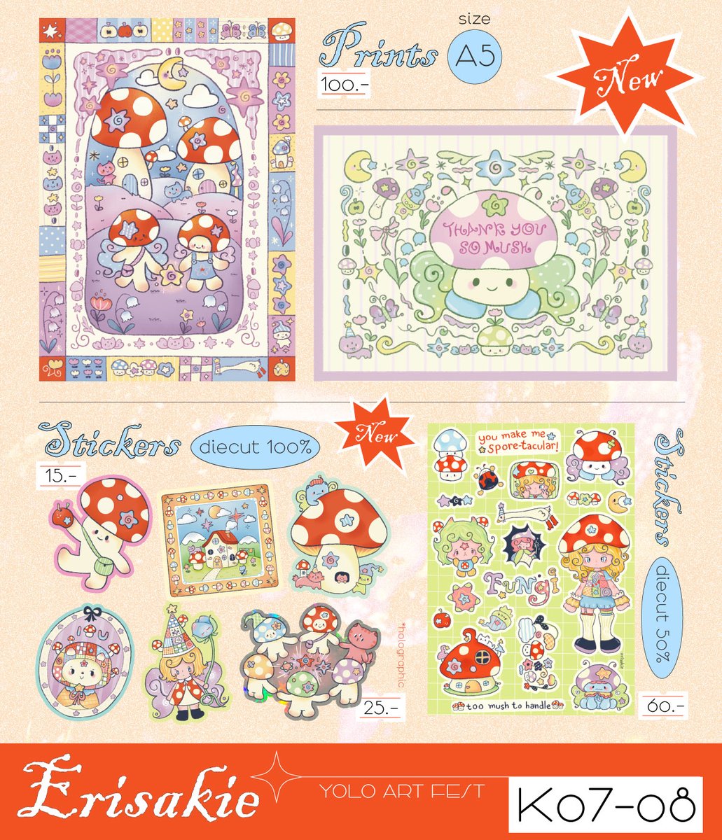 🛒 new item! ⋆˚꩜｡
สินค้าใหม่ล่าสุดในงานโยโลปีนี้ค่า ขนแก๊งเห็ดมาเน้นๆ! °🍄₊

🌀 K07-08
🏡 Samyan Mitrtown Hall fl. 5
แล้วเจอกันน้า! 👀✨
#YOLOARTFEST2025