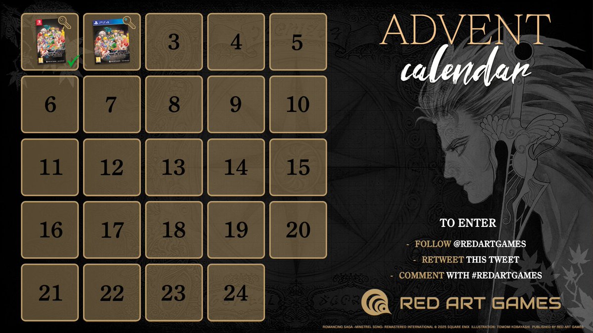 RedArtGames's tweet image. SAGA ADVENT CALENDAR 2 🎁 | The prize of today is a PS4 digital key 😍 

➡️ To participate: RT this tweet+follow @RedArtGames &amp;amp; reply with #RedArtGames 

Winner to be announced on January 7, 2025.