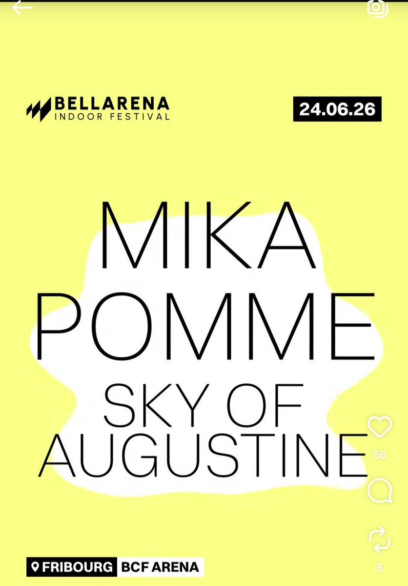 📣 Altro festival in Svizzera. <a href="/mikasounds/">MIKA</a> il 24.06.2026 al #bellarenaindoorfestival ! 🎤🤩

#Mika #bellarenaindoorfestival #svizzera #summerfestival #festivals #MIKA26