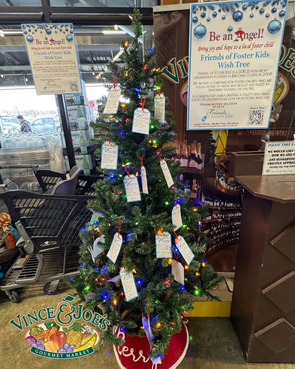 Vinceandjoes's tweet image. This Giving Tuesday, our Shelby store is hosting the Friends of Foster Kids Wish Tree ✨

Grab a tag and help brighten the holidays for a local foster child. Your kindness makes a big difference. 💙

#GivingTuesday #WishTree #VinceAndJoes