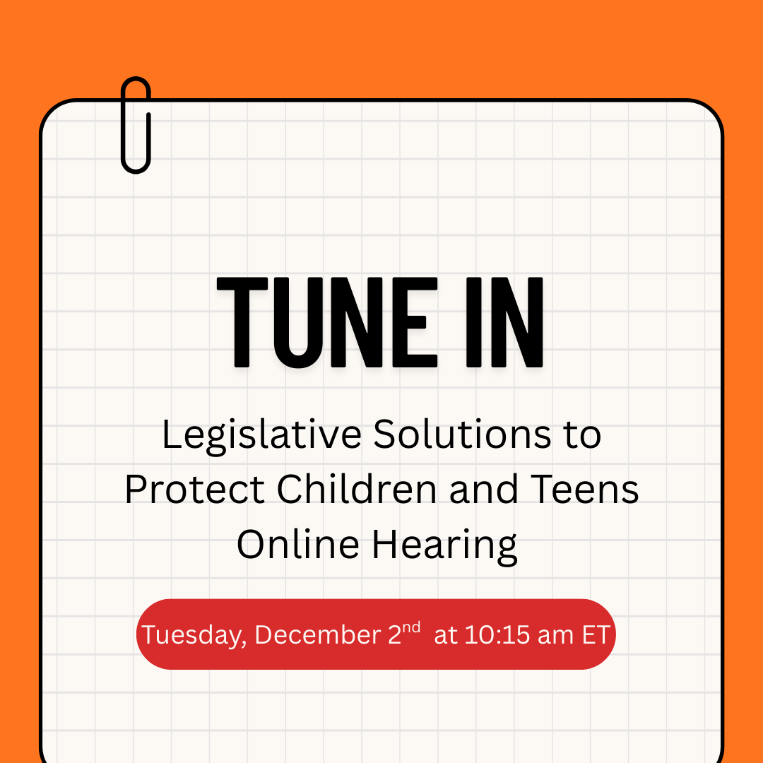 KIDS TOO has spent 5 years advocating for stronger online safety laws to protect children.

Please TUNE IN today for the “Legislative Solutions to Protect Children and Teens Online” hearing.

📺 Link in bio — livestream starts at 10:15am ET.
