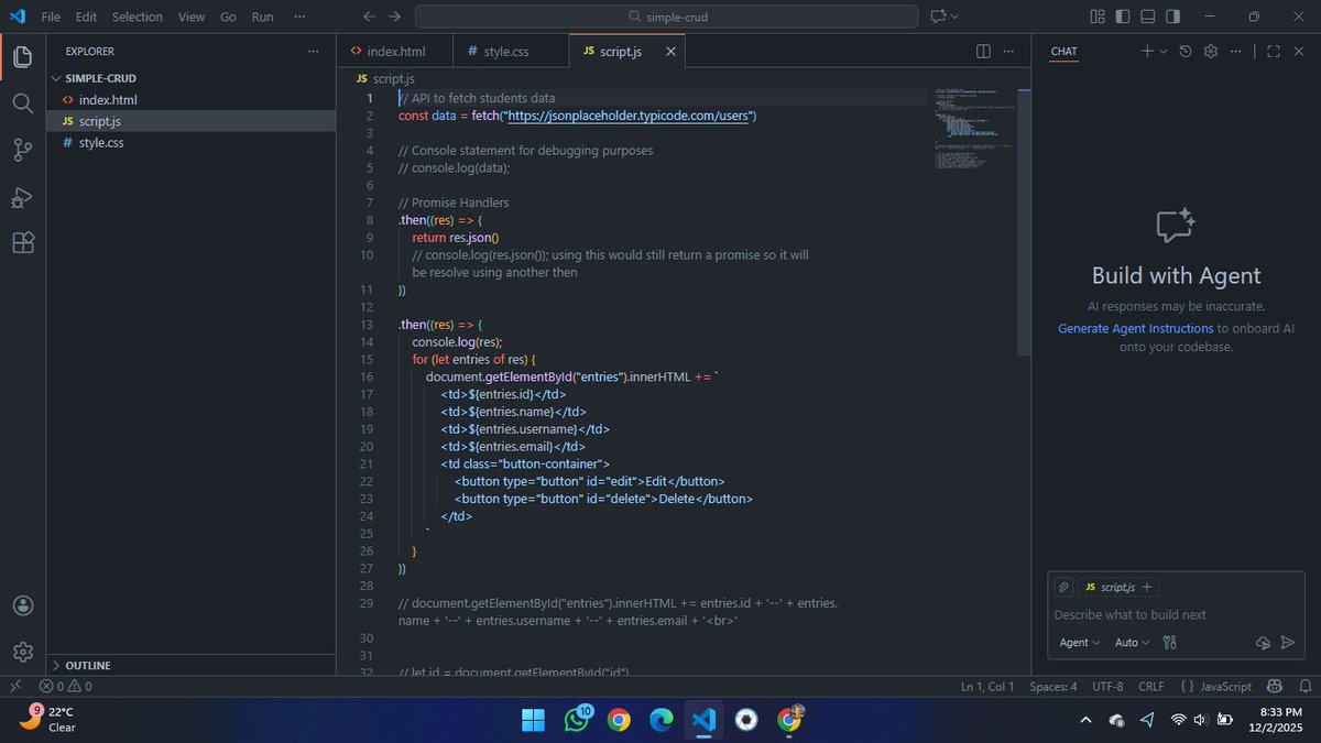 juhi_rathor's tweet image. &quot;API Integration? ✅ Done! Built with the classic trio: HTML, CSS, &amp;amp; JS. So satisfying seeing that data load perfectly. 🤩 On to the next feature! 

➡️ #CodingLife #FrontEnd #Tech&quot;