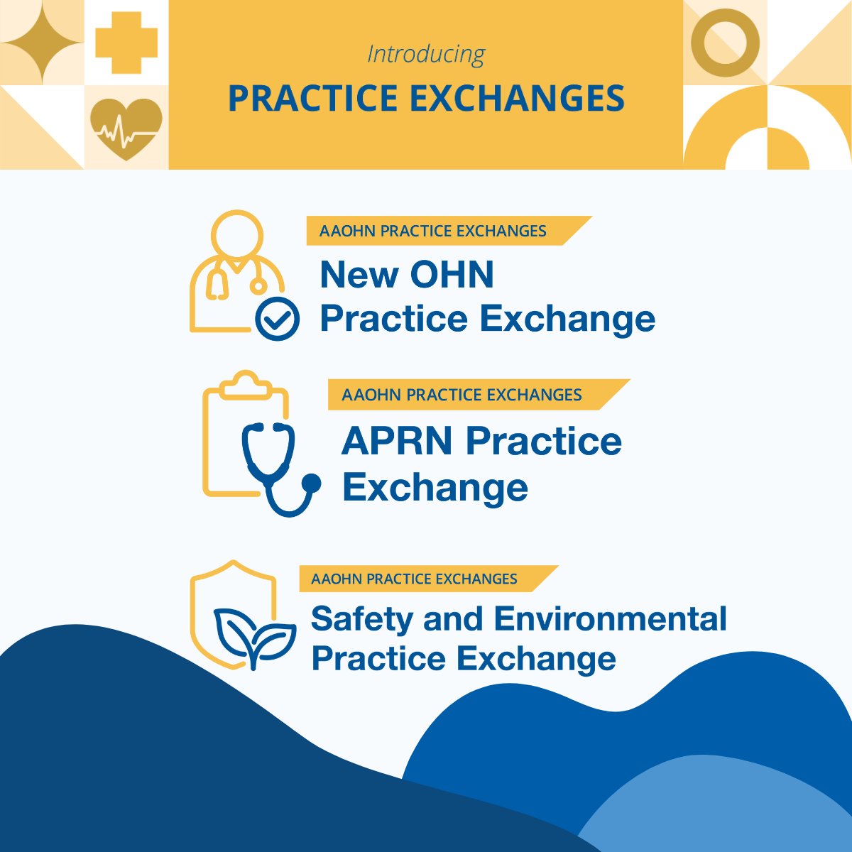 AAOHN Practice Exchanges are your go-to digital spaces for member-to-member support 💬. Connect with peers in the New OHN, APRN, or Safety &amp; Environmental Practice Exchanges to trade insights, share challenges, and access specialty-focused resources. aaohn.org/Membership/Pra…