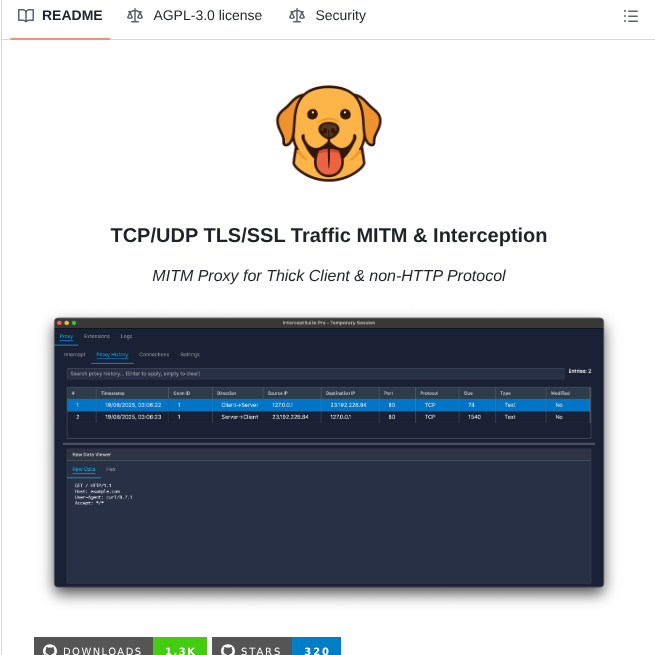 tom_doerr's tweet image. Cross-platform TCP/UDP TLS/SSL traffic interception tool

github.com/InterceptSuite…