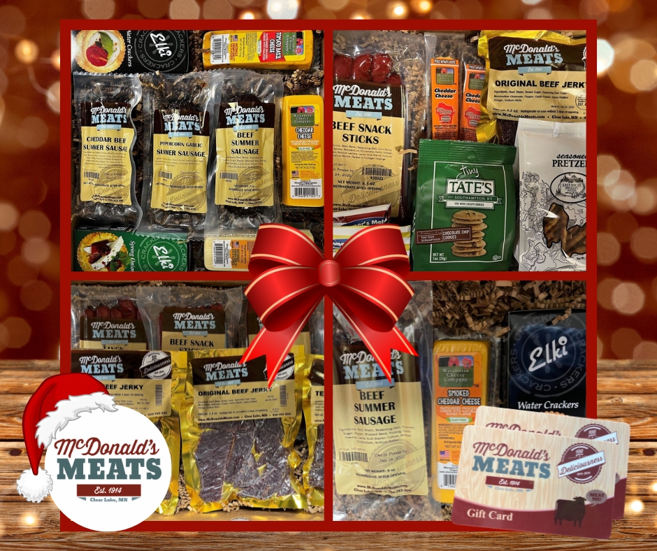 This year, give the gift everyone secretly wants: MEAT. 
Purchase online or in the store. Create your own, right here at McDonald's Meats! Price Range: $21.99 - $89.99