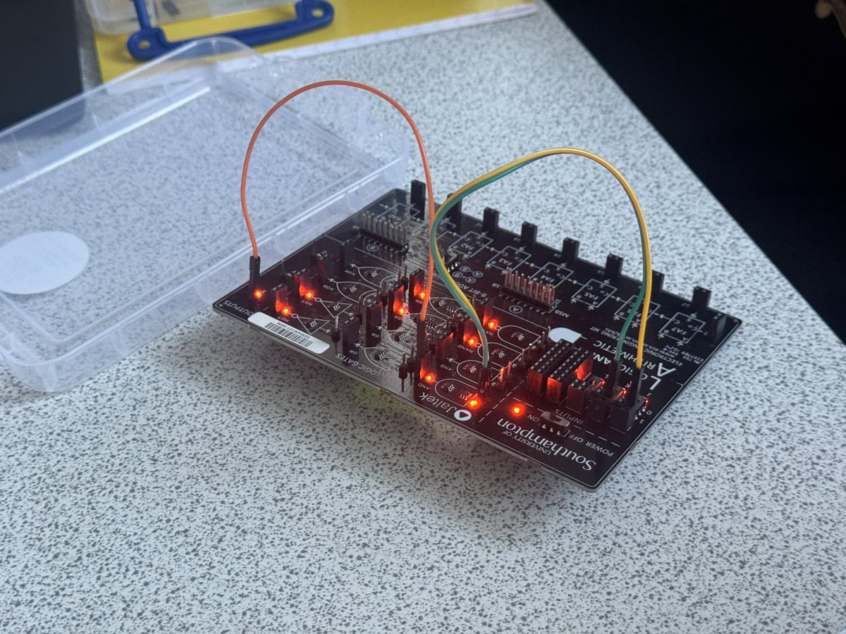 DHSB_MrScott's tweet image. Year 13 are using the logic and arithmetic kits from @unisouthampton @theUKESF to explore logic problems, Karnaugh maps and D-type flip-flops in Computer Science this afternoon #ALevelComputerScience #H446 💻 → #ComputerScience @dhsboys