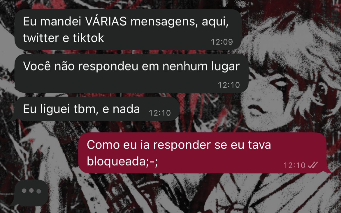 iwbafh's tweet photo. Me bloqueia e reclama q eu nao respondi ;-óbvio que eu n respondi,eu tava bloqueada https://t.co/EI6ZBc32cK