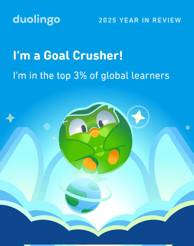 ec12edfae2cb221's tweet image. Look how much I learned on Duolingo in 2025! How did you do? #Duolingo365