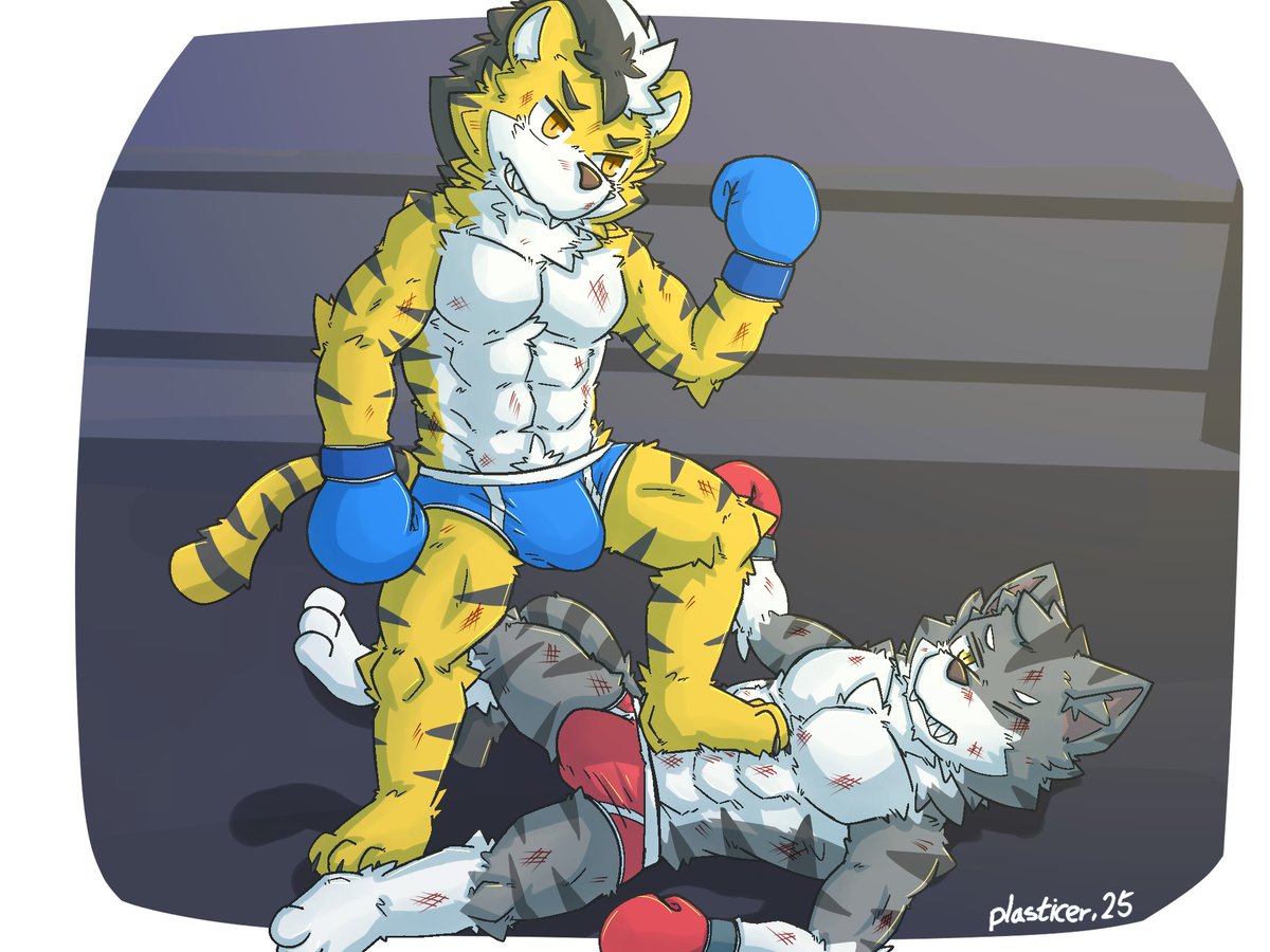 [For <a href="/SuperAbachiBros/">SuperAbachiBro(superabachibro.bsky.social)</a>]
Tyrone🐯🥊 : Could you be still standing up for me to punch? But there's one thing must be true: fight in wearing briefs only can enlarge the movements. At least you kitten has sent me some hurts......