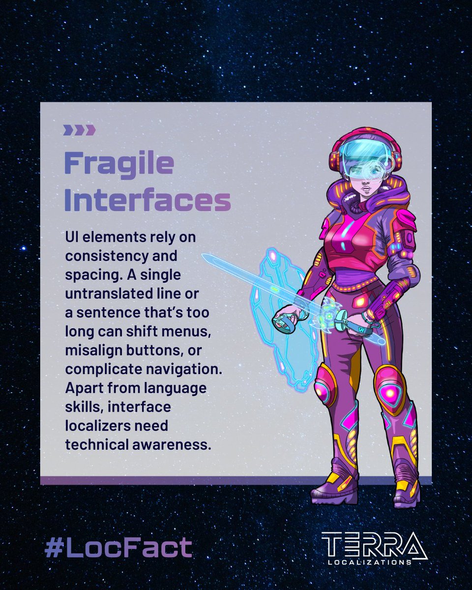 Terra_Loc's tweet image. 🕹️ Every #Gaming session is a reminder of what great #Games should feel like: intuitive, smooth, and engaging.

But #Localization issues can turn that upside down. This #LocFact unpacks how #LinguisticQA plays a key role in delivering stable, polished experiences.