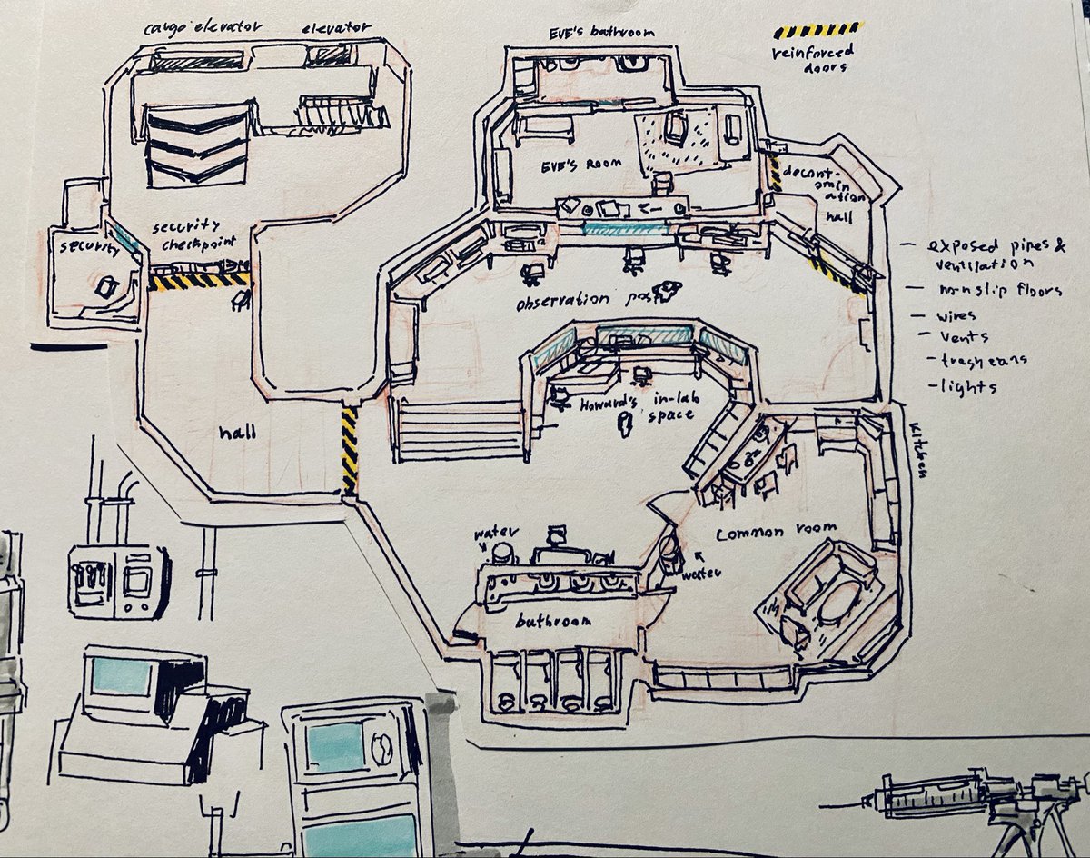 avrilennn's tweet image. Some concepts for the Caduceus lab from Mycosis 
This is the containment &amp;amp; observation floor