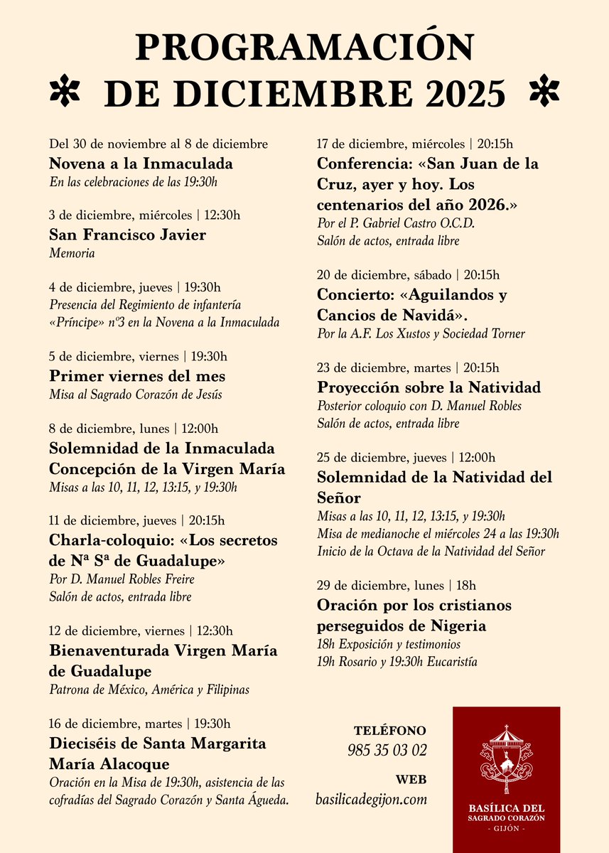 BasilicadeGijon's tweet photo. Programa de actividades – Diciembre de 2025

https://t.co/B1woUZxizN https://t.co/zY1Z8NABkY