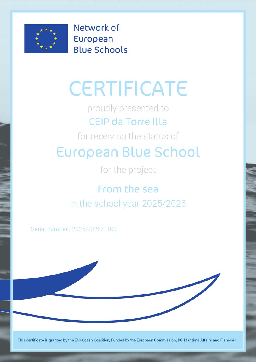 Temos boas novas!!! 🐟🌊
Este curso seremos unha Escola Azul Europea e formaremos parte da rede galega de <a href="/escolas/">Rogerio Figurelli</a>.azuis co noso proxecto Son de mar (From the sea). 
#sondemar #FromtheseaTorreIlla
#eublueschools
#OceanLiteracy #alfabetizacionoceanica
#eu40ocean