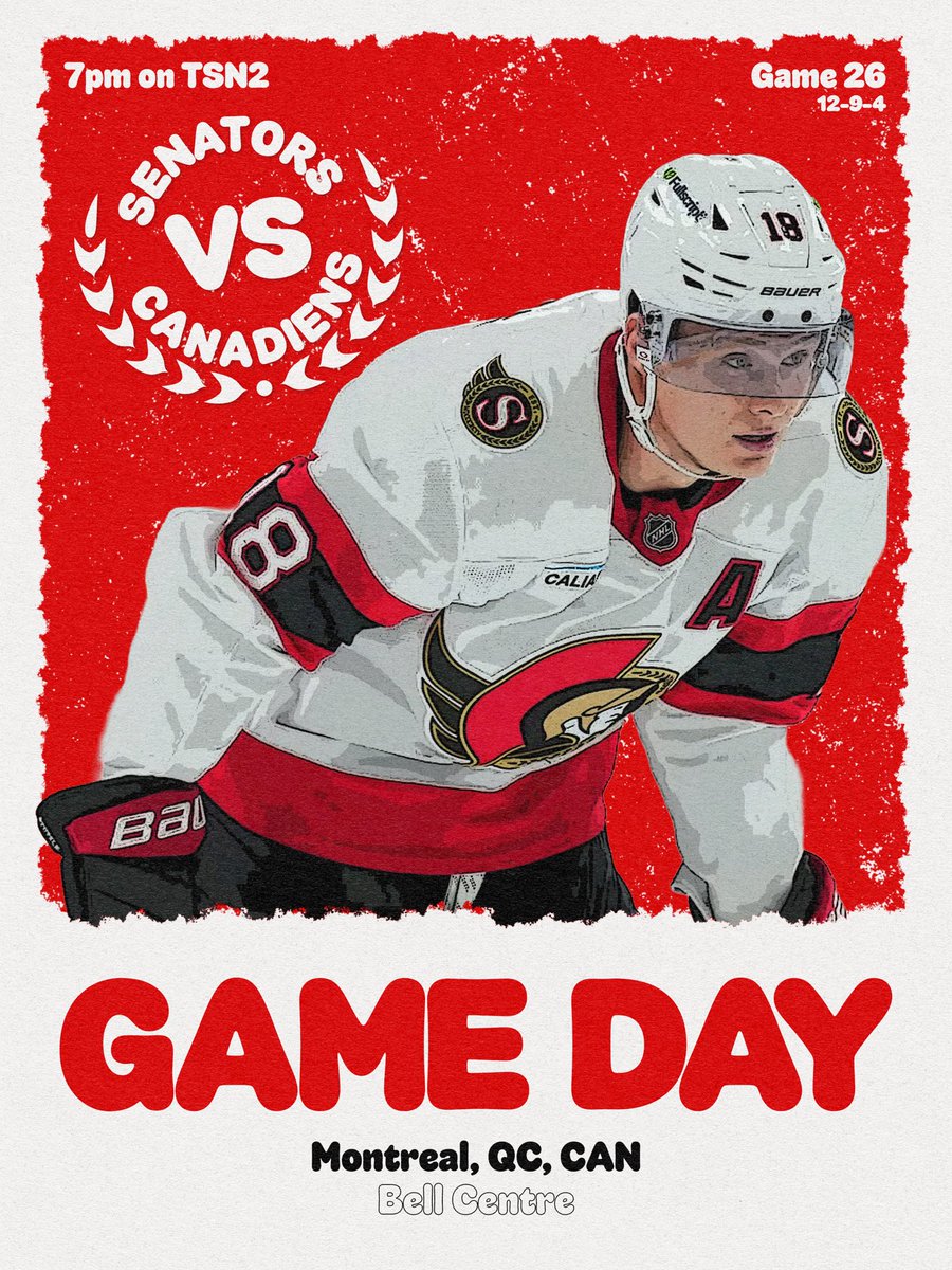 Senators Game Day Poster 26/82 — Senators vs Canadiens

They’re almost home! Can’t wait for this road trip to end. I’d love to see them come out swinging against the Habs tonight, especially after the feeble effort last game. 

As always, Go Sens Go!