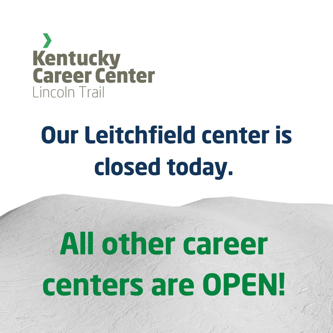 Our Leitchfield center will be closed today. All other centers are open! Visit ltcareercenter.org/contact-and-lo… for our locations and contact information.