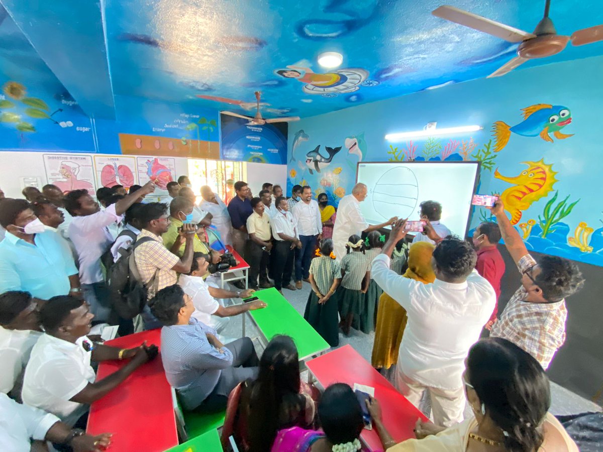 edwinarockia's tweet image. Also I dont think we have any Govt school that does not have smart class (an 75 inch smart TV that can be used as board, Web and computer) room now. We are always proud #Nanguneri was the first union to launch and implement smart class room in TN union schools. Pics for reference