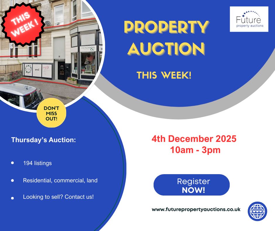 FuturePropAuc's tweet image. THIS WEEK!

SPECIAL 190+ LOT INVESTMENT AUCTION on behalf of a major asset management company.
Thursday, 4th December 2025, 10am - 3pm. 
Register to bid now!

Auction Properties: buff.ly/l9zG8KB 
Register now: buff.ly/Rf8uZpy