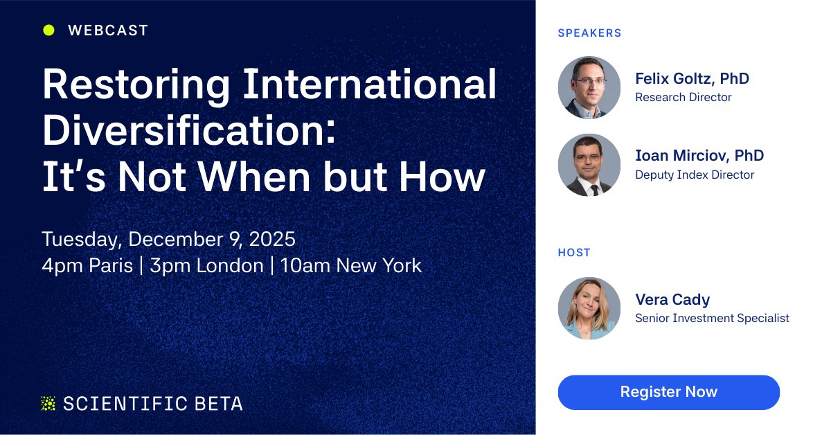 💻 Webinar: Restoring International Diversification: It's Not When but How

📝 Submit your registration request 👉 us02web.zoom.us/webinar/regist…

#PortfolioConstruction #ExUSEquities #FactorInvesting #InternationalDiversification
