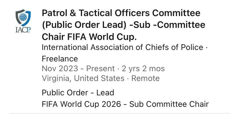 BMSInvests's tweet image. $ONDS

Probably nothing..

The Chair of the 2026 FIFA World Cup Subcommittee, under the International Association of Chiefs of Police (IACP) just tagged $ONDS subsidiary American Robotics &amp;amp; Jes Chosid (Senior Manager of Business Development @ AR) in this post regarding drone…