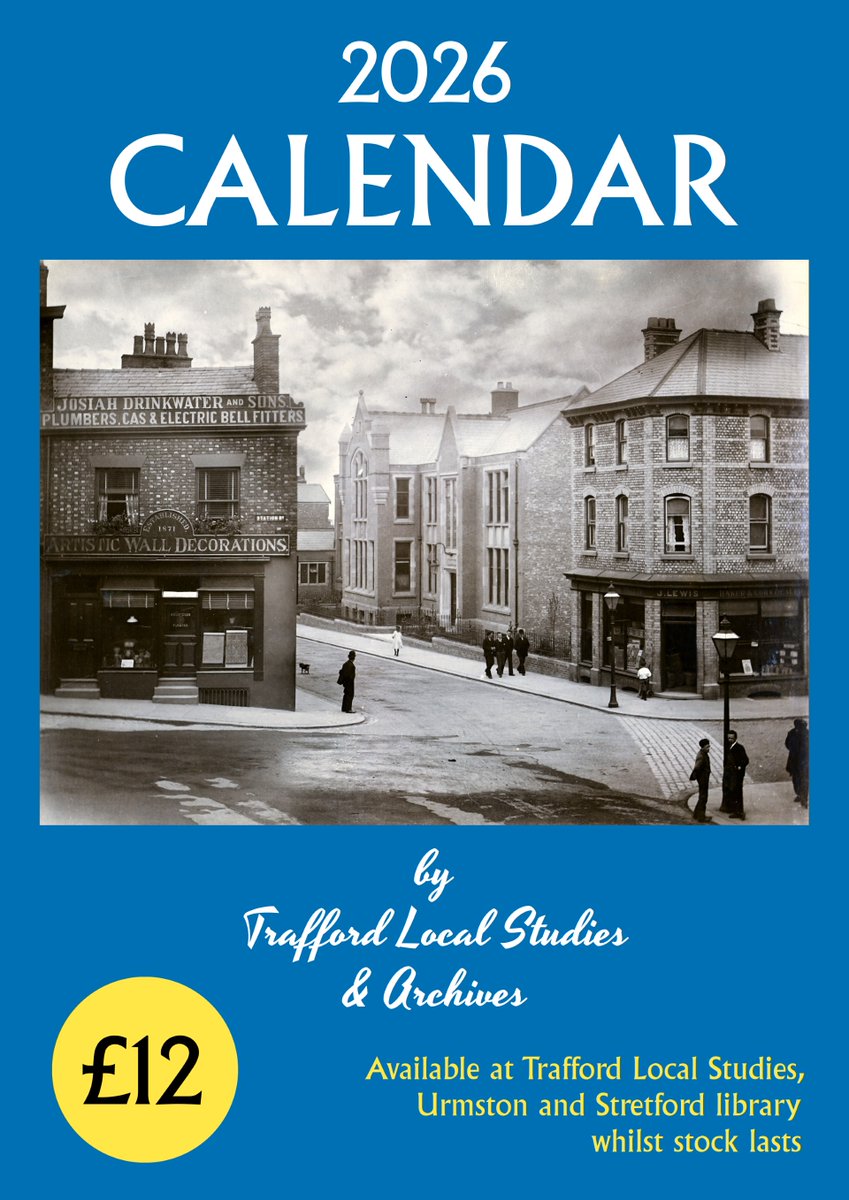 TraffLibraries's tweet image. 𝐓𝐫𝐚𝐟𝐟𝐨𝐫𝐝 𝐋𝐨𝐜𝐚𝐥 𝐒𝐭𝐮𝐝𝐢𝐞𝐬 &amp;amp; 𝐀𝐫𝐜𝐡𝐢𝐯𝐞𝐬 𝐂𝐚𝐥𝐞𝐧𝐝𝐚𝐫 𝟐𝟎𝟐𝟔 Step back in time each month with a stunning collection of historic images from across Trafford. ✨ £12. Now available to buy from Trafford Local Studies, Stretford and Urmston library!