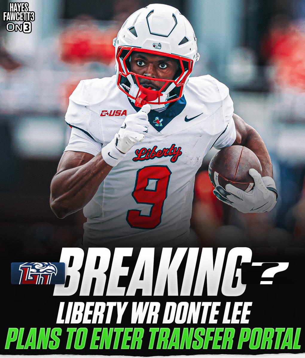 Hayesfawcett3's tweet image. BREAKING: Liberty WR Donte Lee plans to enter the @TransferPortal, his agents tell @On3Sports

The 6’3 190 WR totaled 32 receptions for 589 yards and 5 TDs this season (18.4 YPC)

1 year of eligibility left

Repped by @david_benzaken and @iangrutman

on3.com/transfer-porta…