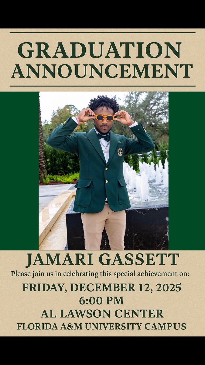 JamariGassett18's tweet photo. Everyone who supported and willing to show love please come to my graduation Dec 12 @6pm 🚨🚨🎓 https://t.co/MbuNuuJkWq