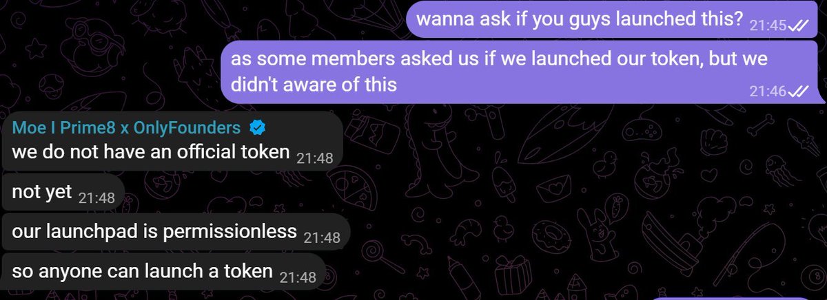 rollio_io's tweet photo. @GrinderBil We've checked with OnlyFounders. Anyone can release tokens on their platform https://t.co/wTUlWztG9q