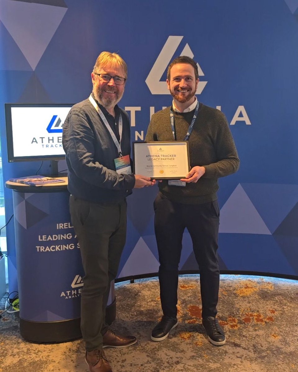athena_schools's tweet photo. 👏 Big congrats to @des_cullen, Principal of Moyne Community School, Longford, on receiving the Athena Tracker Legacy Partner Award! A brilliant achievement that highlights the amazing work happening across the school.
Read more:
https://t.co/nAtjo4VX51

#AthenaTracker https://t.co/6Jd5Vd87v7