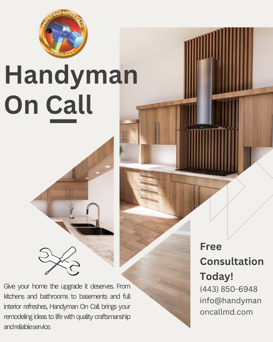 handymanoncallm's tweet image. 🏡 Ready for a home makeover?
Handyman On Call brings kitchens, bathrooms, and full-home remodels to life — with quality you can trust.
📞 443-850-6948 #Remodel #HomeUpgrade #MarylandHomes