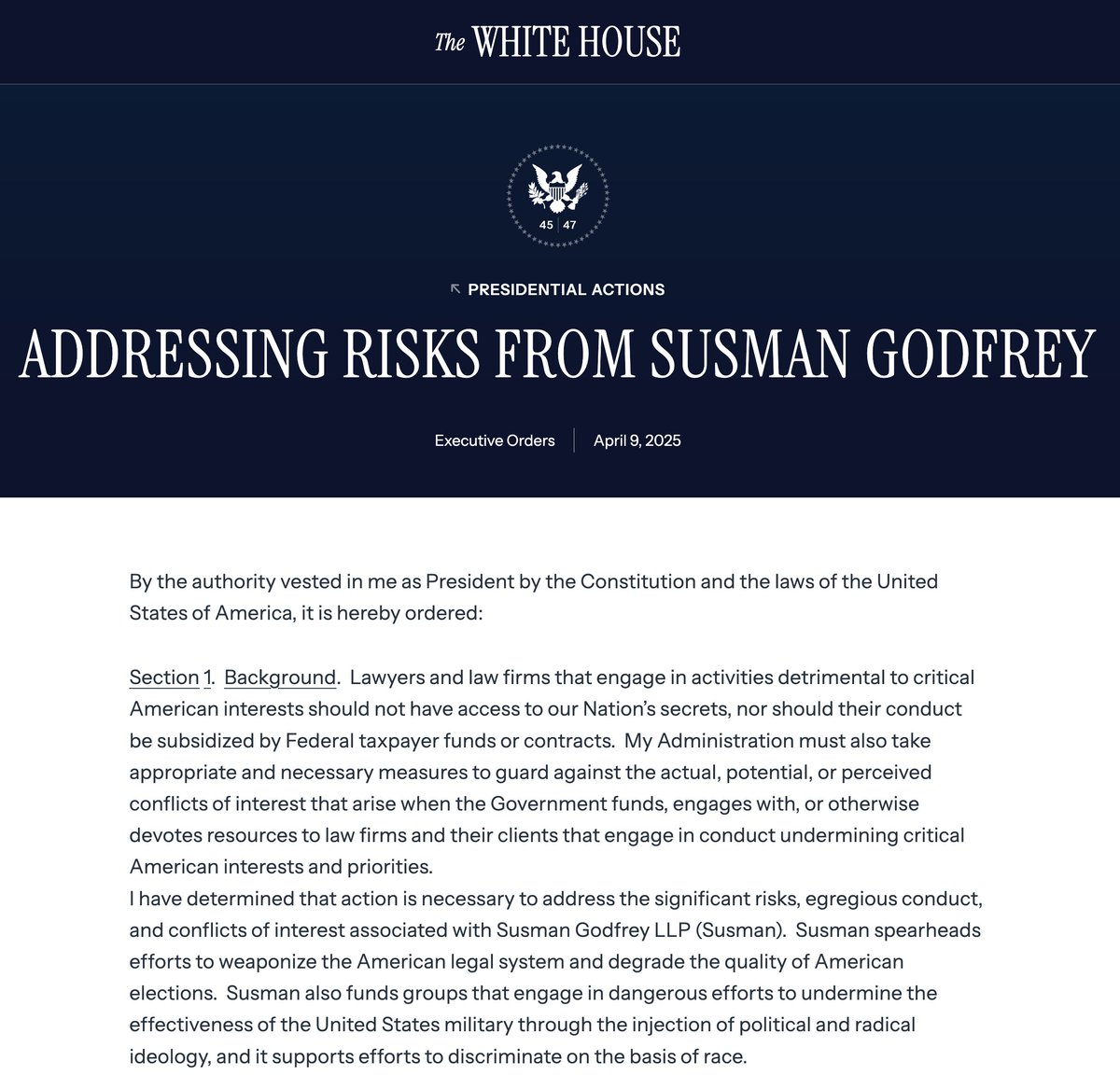 47. There's a bunch of MAGA "influencers" who told you that Dominion being sold to Liberty Vote is a good thing.

Really?

Because Dominion/Liberty uses Susman Godfrey &amp; President Trump SANCTIONED that firm in April.