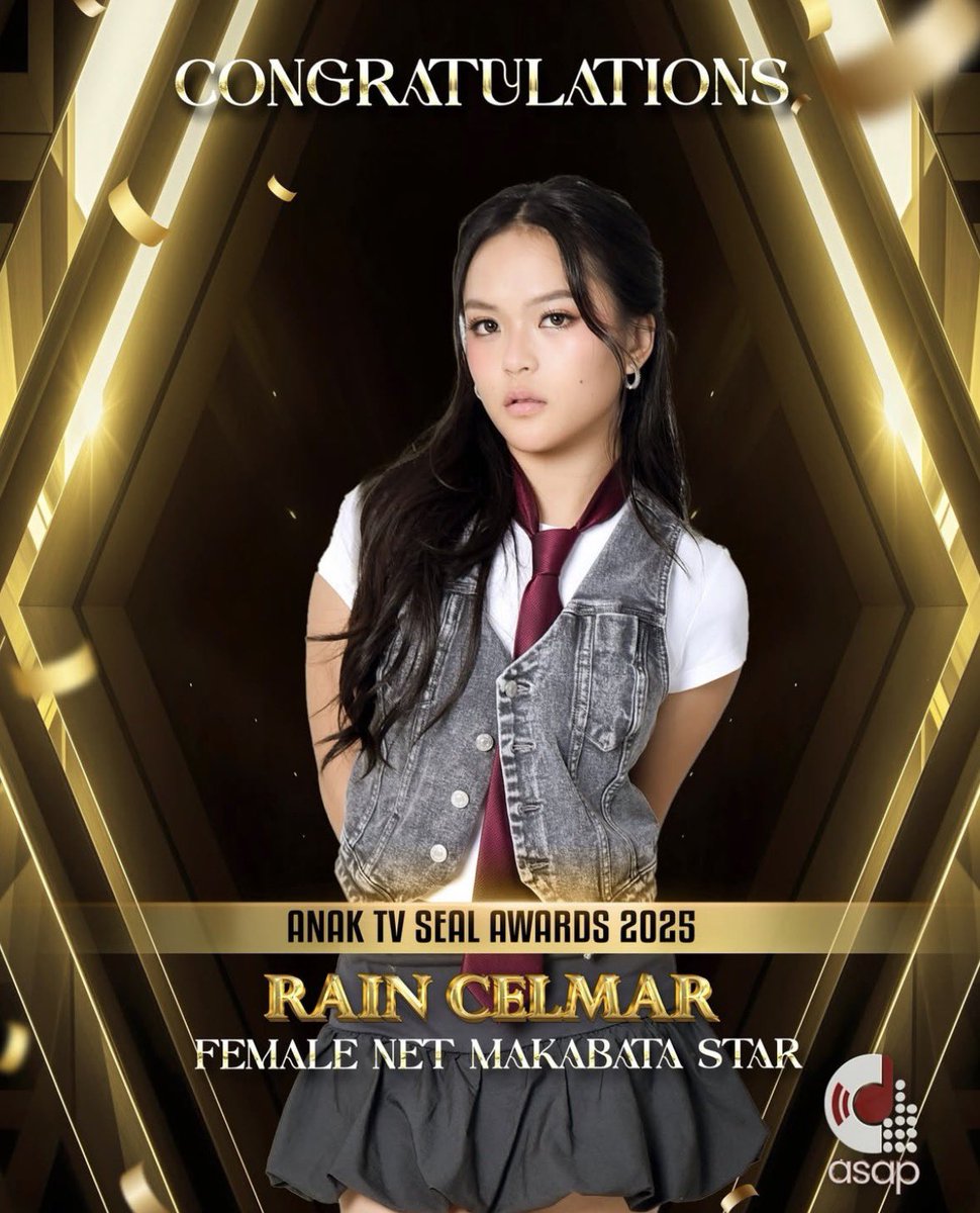 ylwamb's tweet photo. Rain Celmar — 2025 ‘Female Net Makabata Star’ awardee at the Anak TV Seal Awards 🥹💫 https://t.co/sQjzFPxxFH