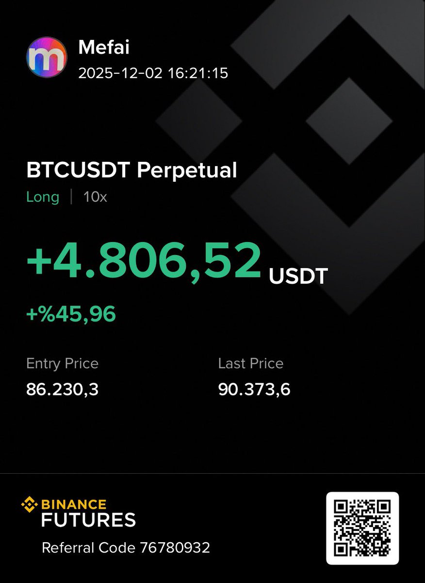 Isn't the $Mefai mobile look great? We hope the 101 new people who were assigned the Pro package yesterday are happy. 

We don’t share PNL as Mefai. We wrote the reason for this before. But this was very simple. Zero emotion . This is intended to be an inspiration to those who