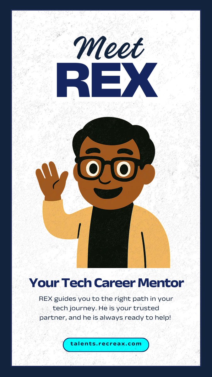 ReCreaX_'s tweet photo. If you’re trying to break into tech and you feel stuck overwhelmed, REX is the mentor you wish you had earlier.

He helps you:
Know what skills to learn
Improve your resume
Prep for interviews
Stay consistent with your goals

Meet REX here ➡️ https://t.co/iQLTwSRzDP

#rexai https://t.co/tuENMbWmMP