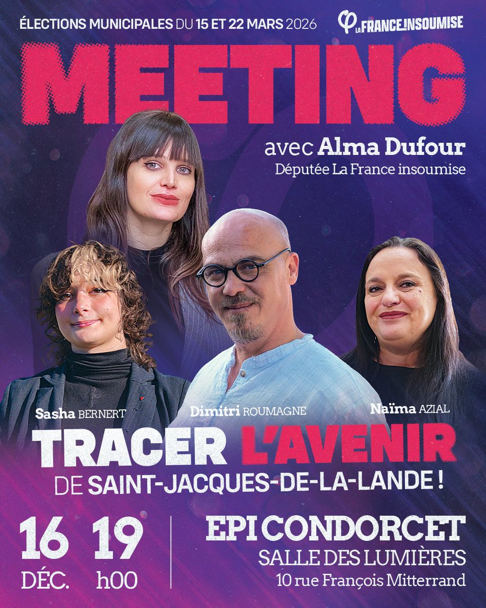 🔴 LANCEMENT DE CAMPAGNE

🔥 RDV le 16 décembre pour notre grand meeting à Saint-Jacques avec <a href="/alma_dufour/">Alma Dufour</a> !