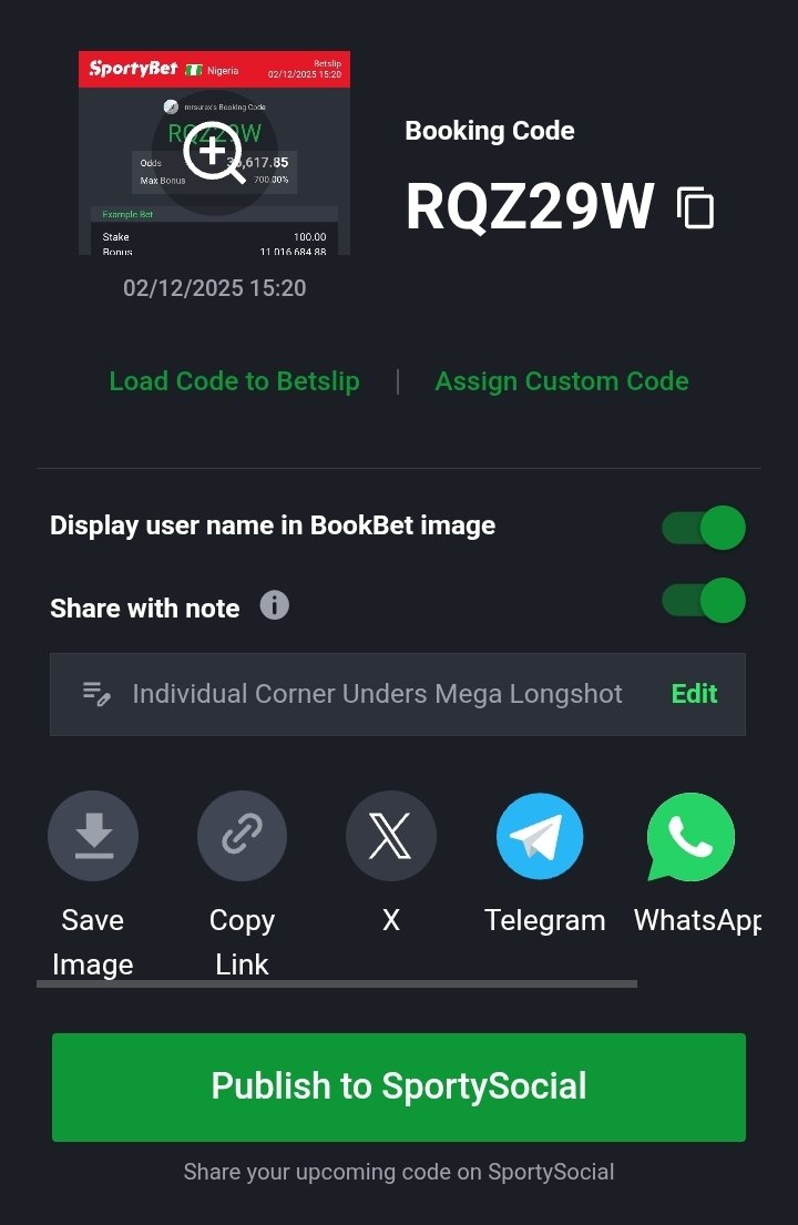 Mr_Surex's tweet image. ALL THANKS TO GOD🙏

We're Booming 💥

🎮Individual Corner Unders 

Let's Do This 🥱

✨️Drop Your SportyBet ID With anything you Want To Say At Once 
⚠️Do Not Comment Twice Please 🫳

📝N50 Stake Will Give You N5M, So N50 Dey Equivalent TO N5M

Make GOD Favour Us With This 🙏