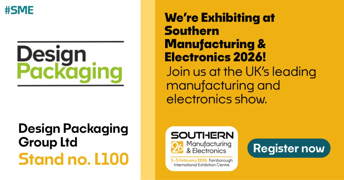Des1gnpackaging's tweet image. 📣 We&apos;re Exhibiting at Southern Manufacturing 2026!

📍Farnborough International Exhibition Centre 
📆 3rd - 5th February 2026
 🔎 Stand L100

Drop a comment below if you’re planning on heading there! ⬇️

#DesignPackaging #Innovation #SouthernManufacturing2026