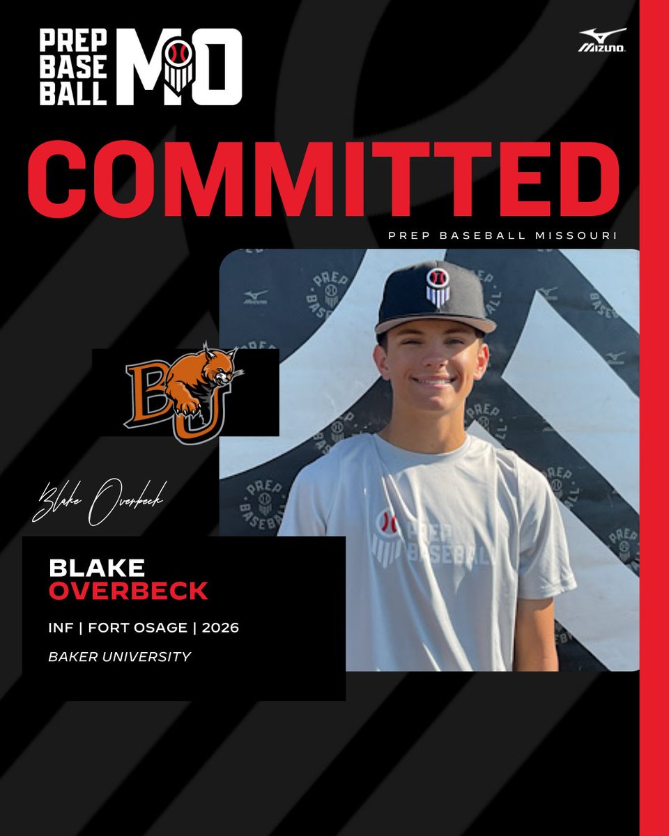PrepBaseballMO's tweet photo. INF Blake Overbeck (Fort Osage, 2026) commits to Baker University

@BlakeOverbeck26
@FortOBaseball
@bakerubaseball

👤: https://t.co/gybTmk3aUe https://t.co/iLjtpPEpEb