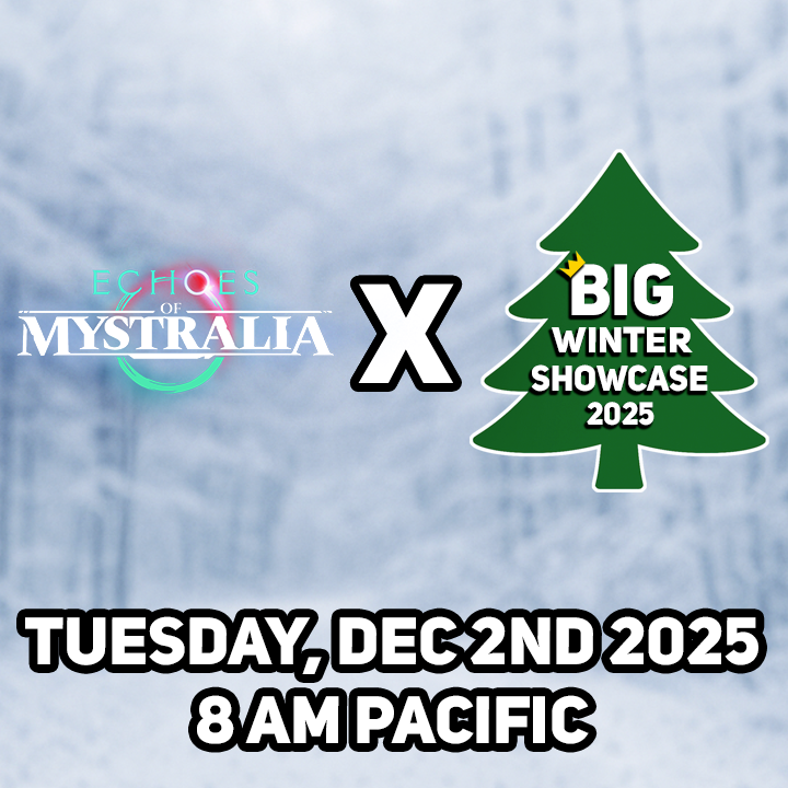 Catch Echoes of Mystralia in the Best Indie Games Winter Showcase later today 🧙✨
__

Echoes of Mystralia sera dans le Best Indie Games Winter Showcase un peu plus tard aujourd’hui 🧙✨

#wishlistonsteam #steam #echoesofmystralia