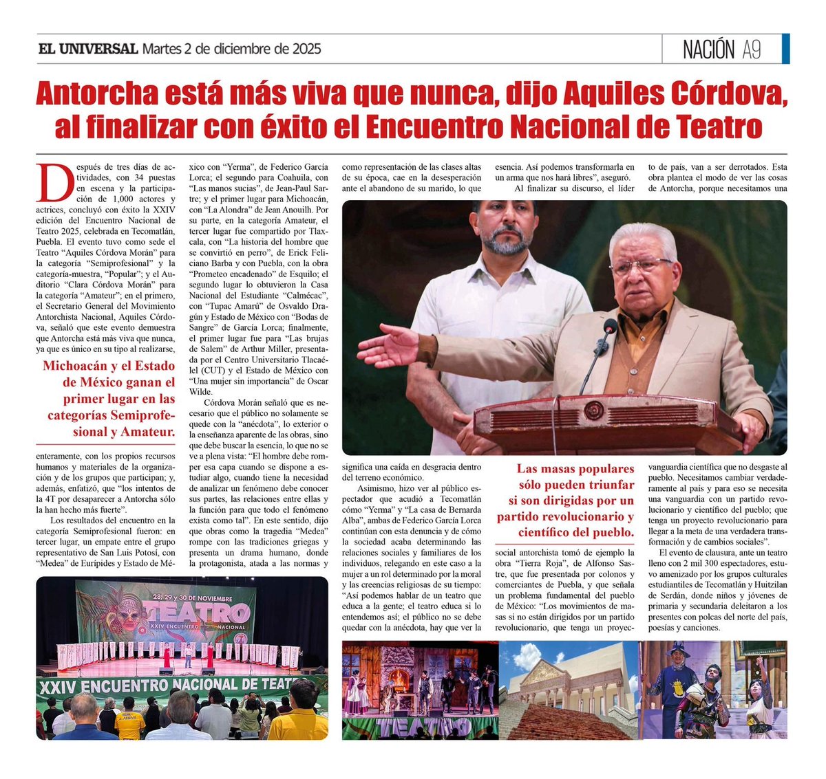 "Antorcha está más viva que nunca": <a href="/AquilesCordova/">Ing. Aquiles Córdova Morán</a> 

Hoy en <a href="/El_Universal_Mx/">El Universal</a>