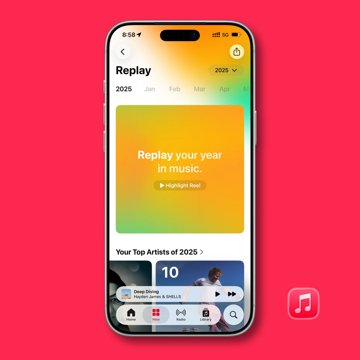 iDownloadBlog's tweet image. Apple Music Replay is here! 🎶🎵

Go to the Music app to see your top songs, artists, albums, playlists, stations, and genres of 2025!