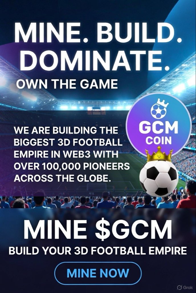 Augusine6's tweet image. pair with your @GCMcoin post It's a vibrant graphic capturing the energy of mining $GCM building your 3D football empire and dominating the Web3 pitch perfect for sharing on X 

#gcm #goalchain #goalchainmanager
#GCMcoin

#GCM1343