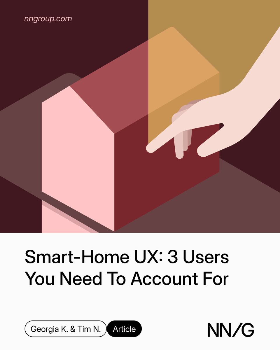 NNgroup's tweet image. Design for all 3 smart-device user types to reduce friction &amp;amp; make the experience intuitive for everyone. From are device managers juggling multiple apps to the completely restricted users waiting for permission to adjust anything. 

bit.ly/3KgT2XH

#UX
