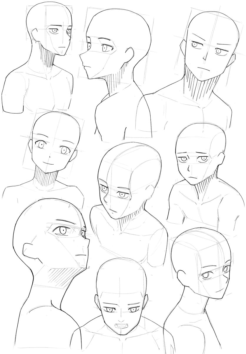 頭

頭を描くなら肩まで描いたほうがいいね。