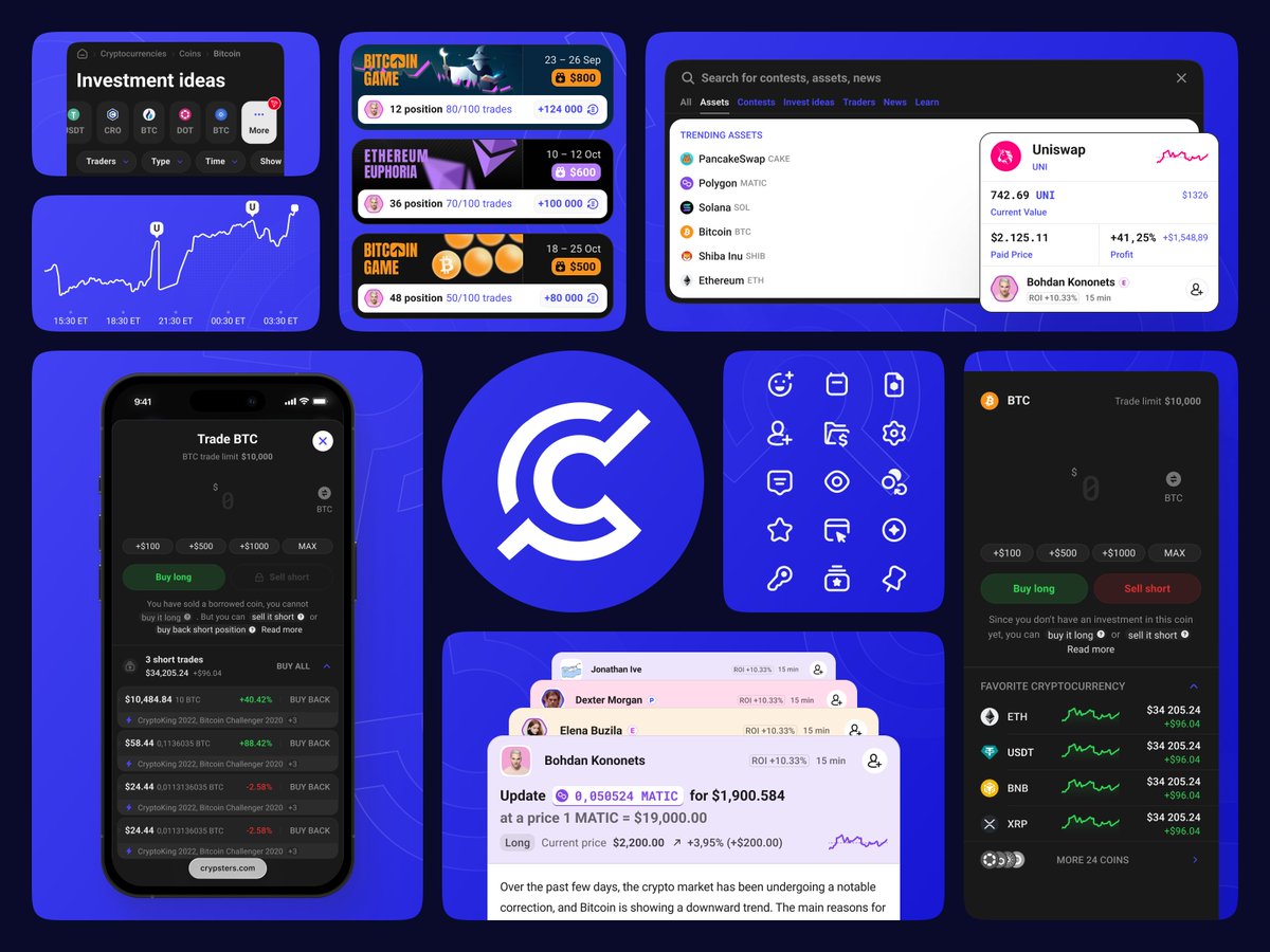 flatstudio_'s tweet image. Our new interface for Crypsters: a simple way to learn how to buy, sell, long, and short - all with virtual currency.