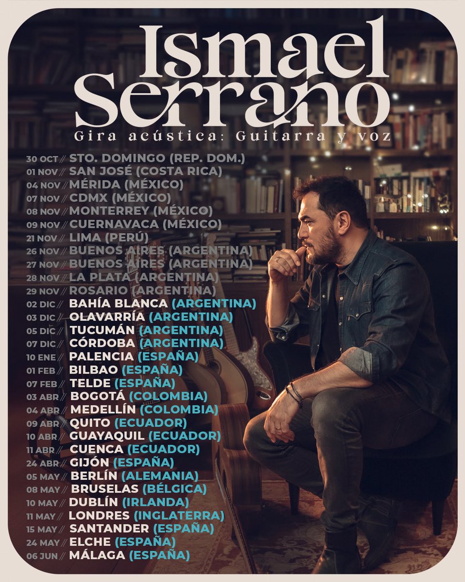 SerranoIsmael's tweet image. La gira Guitarra y Voz sigue su camino 
Cada minuto vacío, siempre está lleno de ti. 
Entradas disponibles en 👉 ismaelserrano.com
 🎟️