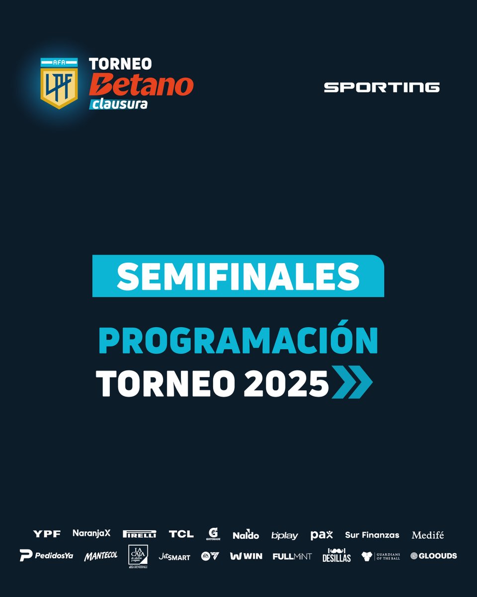 LigaAFA's tweet image. #Programacion | Agenda confirmada para las Semifinales del #TorneoBetano Clausura 2025 🏆 ligaprofesional.ar/notas/primera/…